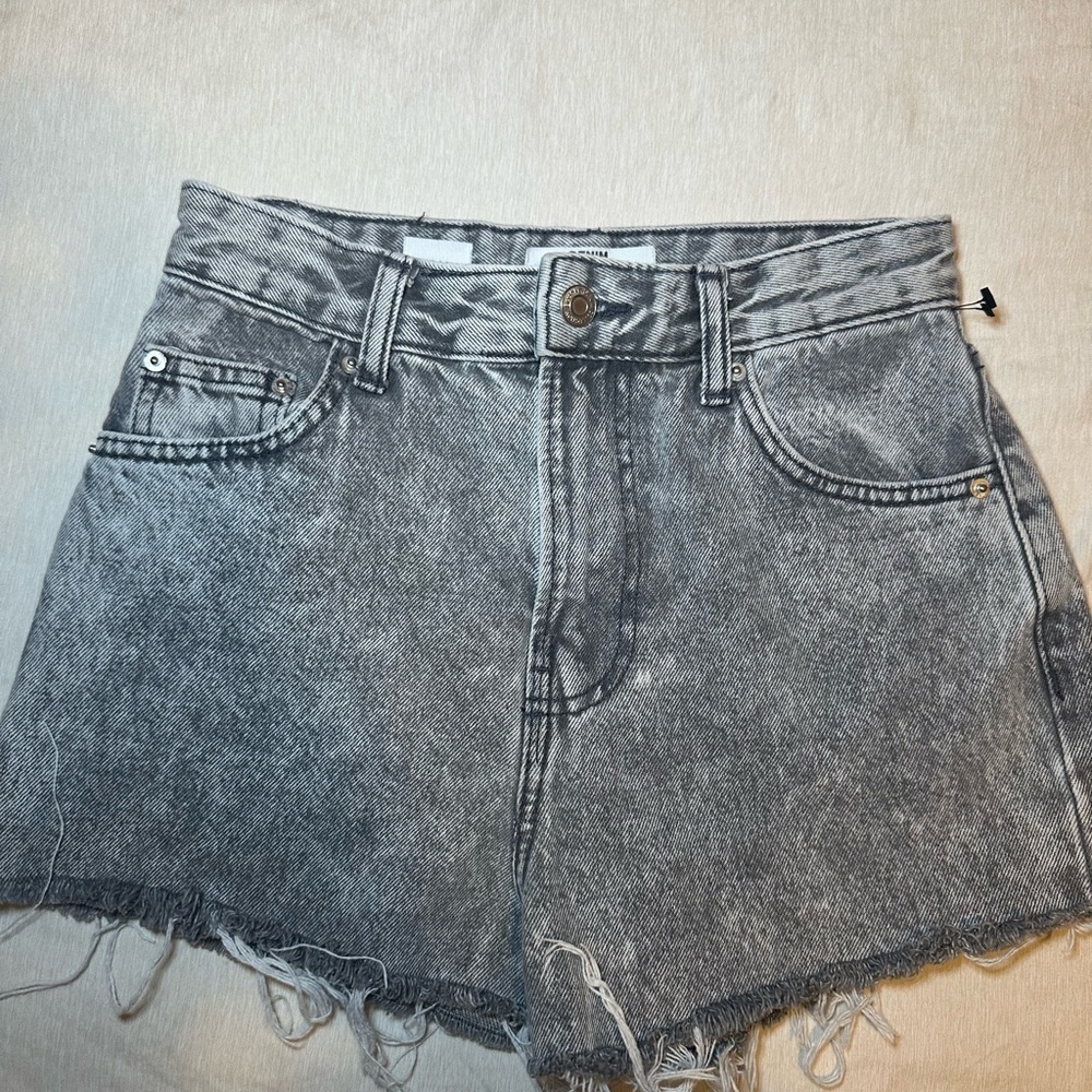 Bershka Washed Gray Jean Shorts